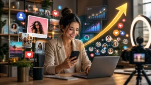 Een moderne ondernemer bouwt via social media aan groei, bereik en een sterk digitaal netwerk.