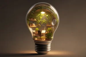 Een inspirerende visualisatie van innovatieve bedrijfsconcepten met een moderne en fantasierijke uitstraling.